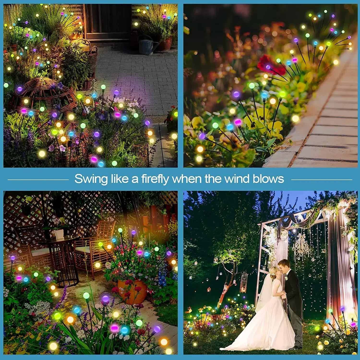 6/810 LED Solar Garden Lights Powered Firefly Lights Outdoor Waterproof Vibrant Garden Lights for Patio Pathway Decoration,Warm