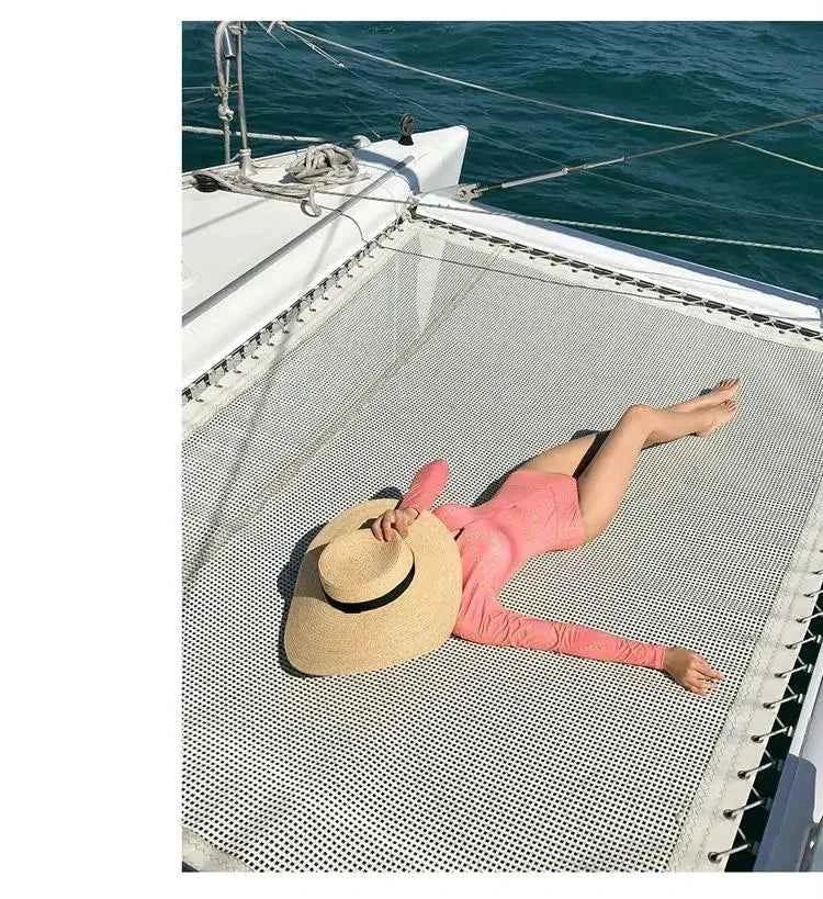 Style Diving Sun Protection Long-sleeved One-piece Ins Slimming Belly-covering Conservative Swimsuit for Women Jellyfish Suit