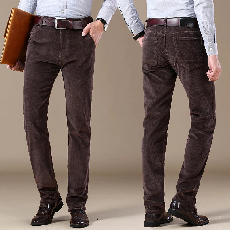 6 Color Men's Thick Corduroy Casual Pants 2023 Winter New Style Business Fashion Stretch Regular Fit Trousers Male Brand Clothes