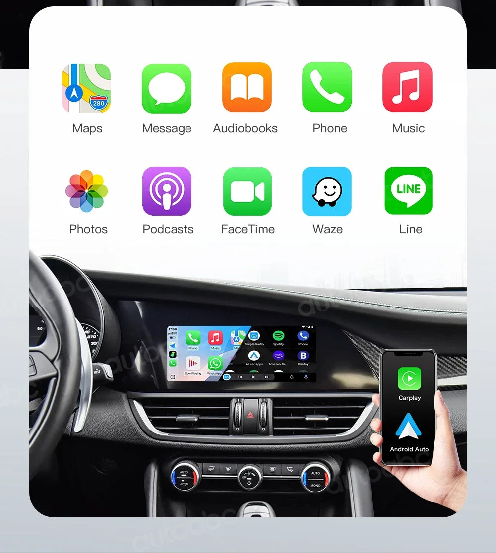 AUTOABC 2025 New For Alfa Romeo Stelvio /Giulia 2017-2019 Wireless CarPlay Android AutoAirPlay Navigation Car Play Functions