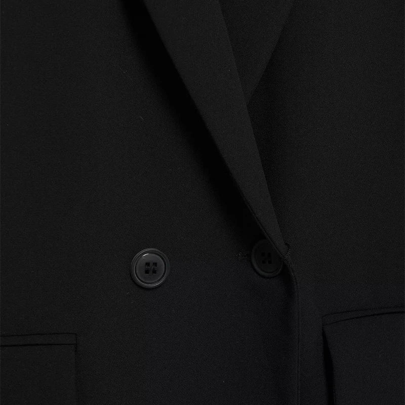 HXAO Blazer Women Double Breasted Pocket Women's Jacket 2025 Long Sleeve Casual Blazers Woman Chic Office Wear Ladies Coat