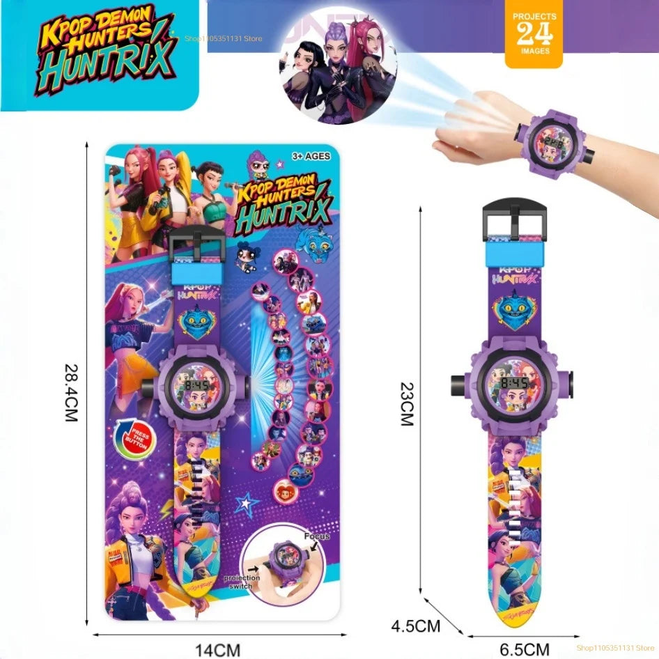 Kids Projection Watch 24 Images Cartoon Digital Electronic Wristwatch Multifunctional Toy Watch for Fans Birthday Party Favors
