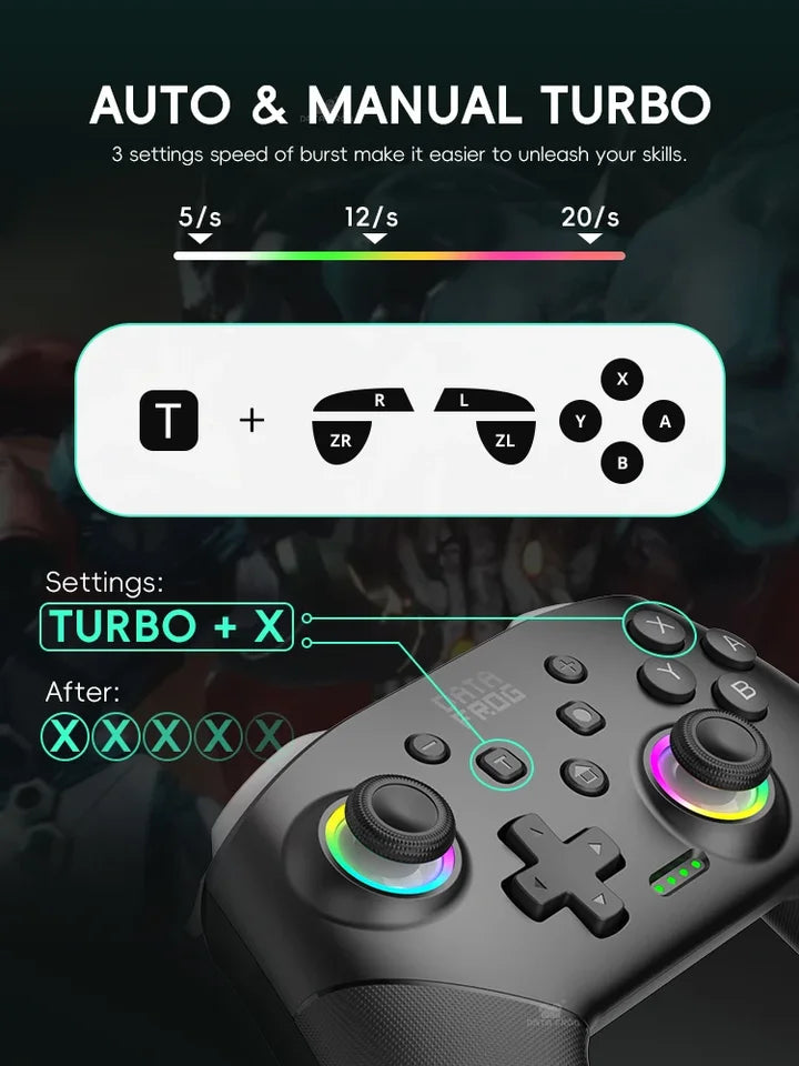Wireless Switch Game Controller – RGB, Turbo & Macro