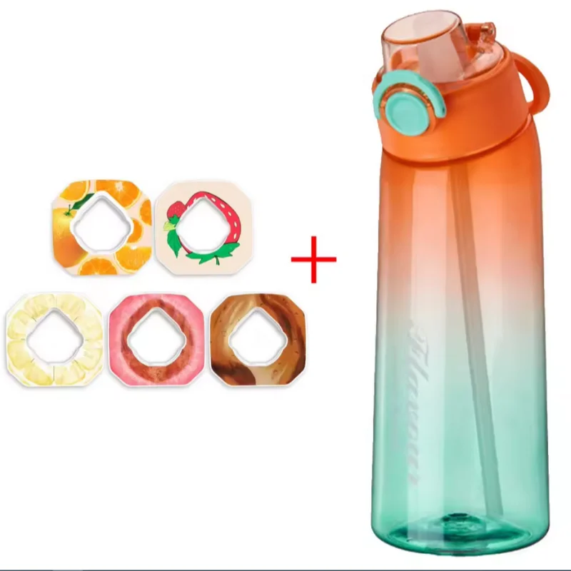 900ML Fragrant Water Bottle Air Flavored Drinking Bottle with Flavor Pods Outdoor Sports Scent Up Water Cup Straw Mug for Travel