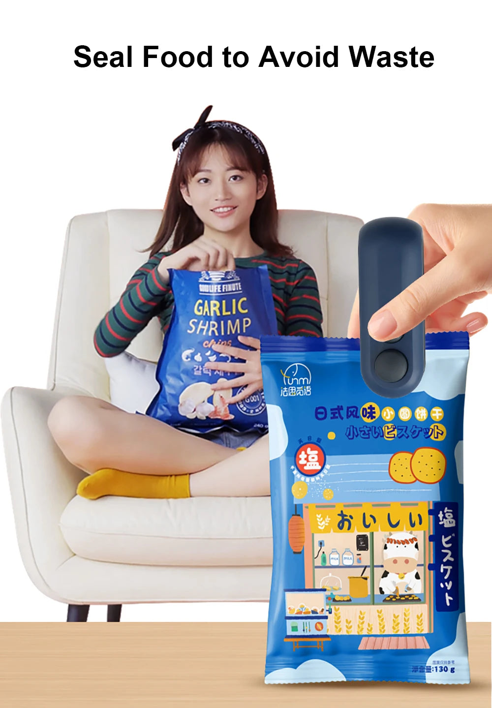 Mini Bag Sealer 2 in 1 Heat Sealer with Cutter Snack Bag Sealer Portable Resealer Machine for Plastic Bags Food Storage