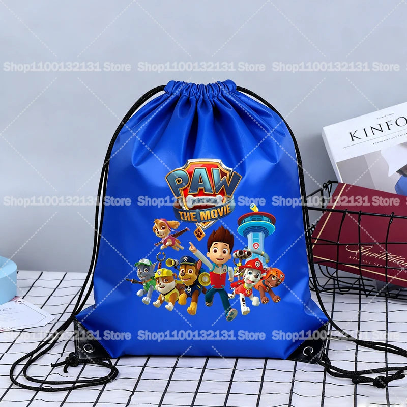 Paw Patrol Drawstring Bags Anime Chase Bundle Pockets Cartoon Portable Polyester Storage Pouches Boys Girls Shoulders Bag Gift