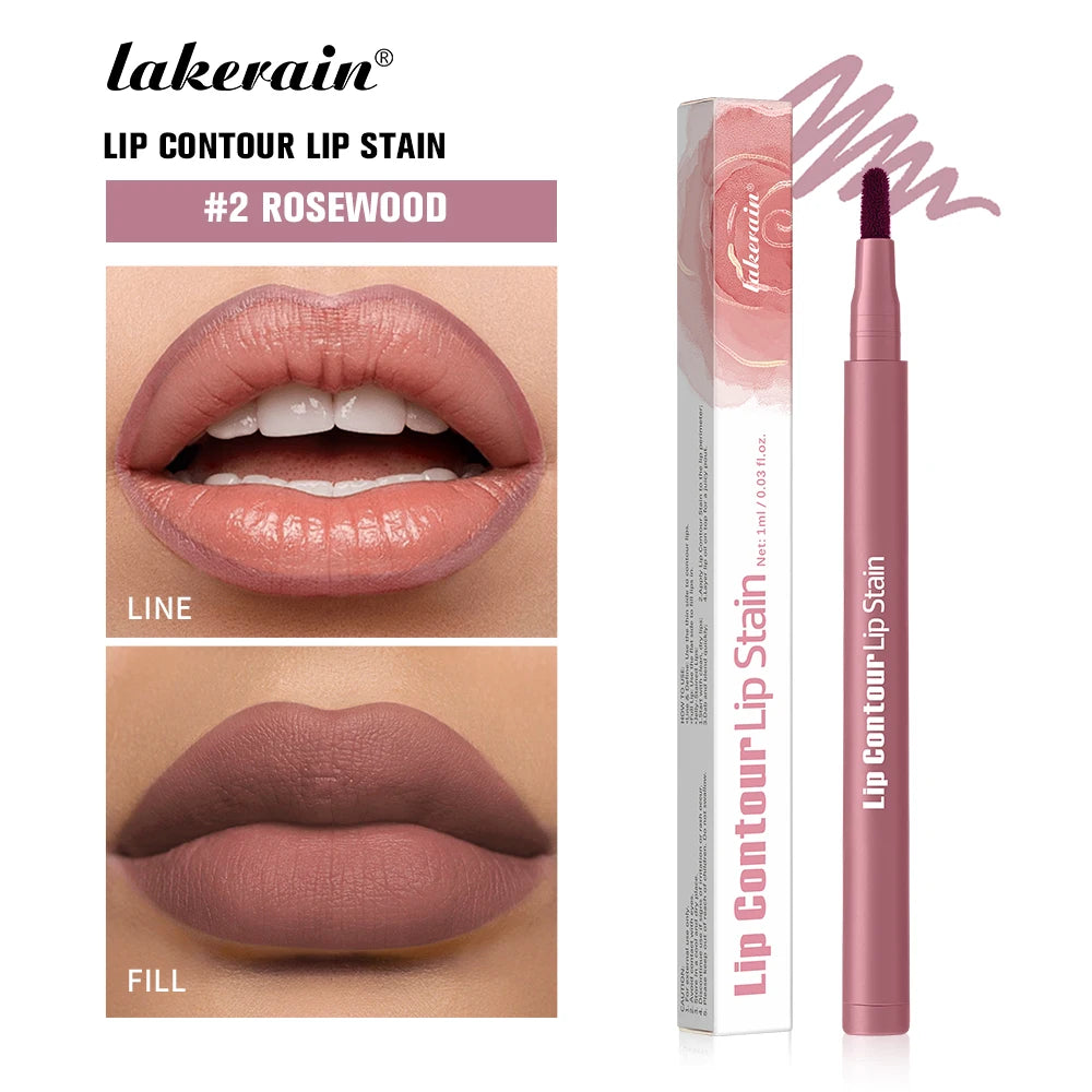 2 Rosewood Color 2-in-1 Lip Contour Stain Pen – Long-Lasting & Waterproof