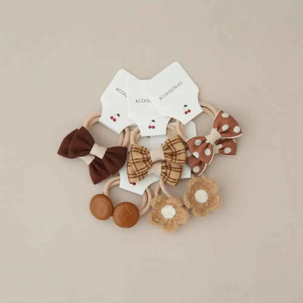 10Pcs Bow-Knot Hair Ties Bowknot Sweet Bows Flower Headdress Elastic Rubber Band Luxury Scrunchies Hair Rope Hair Accessories