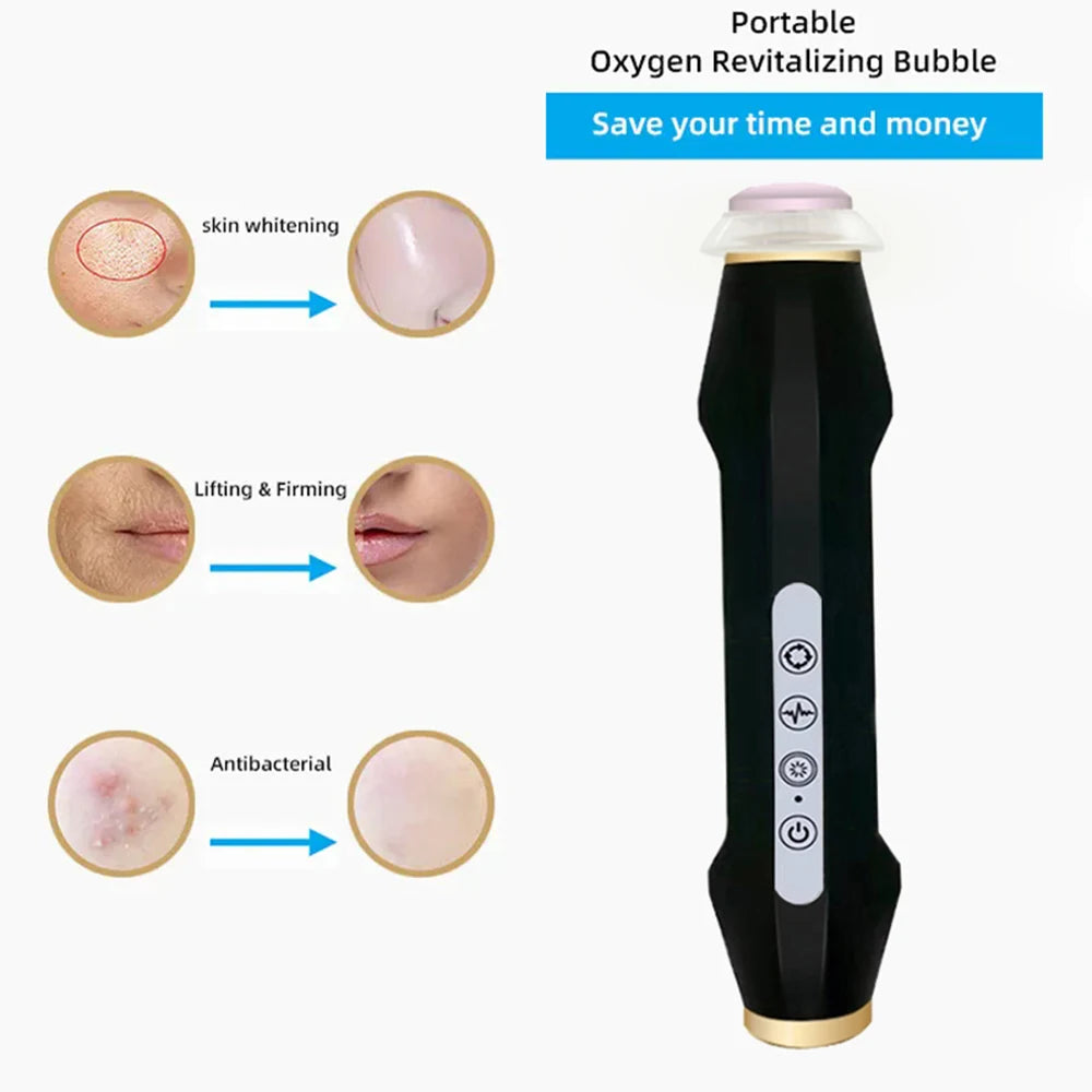 Newest Handheld Rechargeable CO2 Oxygen Bubble Device Exfoliate Oxygen Facial Machine Wrinkle Removal Portable Beauty Device