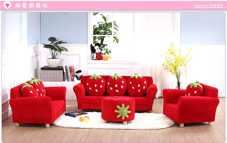 Children's Sofa Cute Cartoon Fabric Strawberry Sofa Modern Tatami Combination Baby Sofa