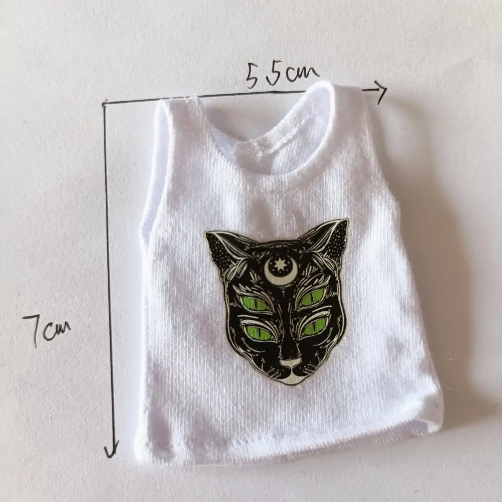 NEW Blyth Clothes T-Shirt Vest   Cute Cat print Vest clothes for Blyth, Momoko, Obistu, Licca , FR 1/6 Dolls Accessories