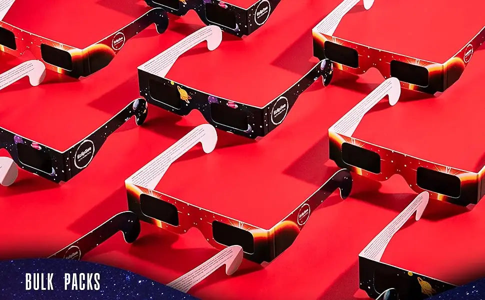 ISO Certified Eclipse Glasses, Paper Frame Solar Viewer, Safe Sun Filter for Solar Eclipse Observation, 6PCS Family Pack, Random