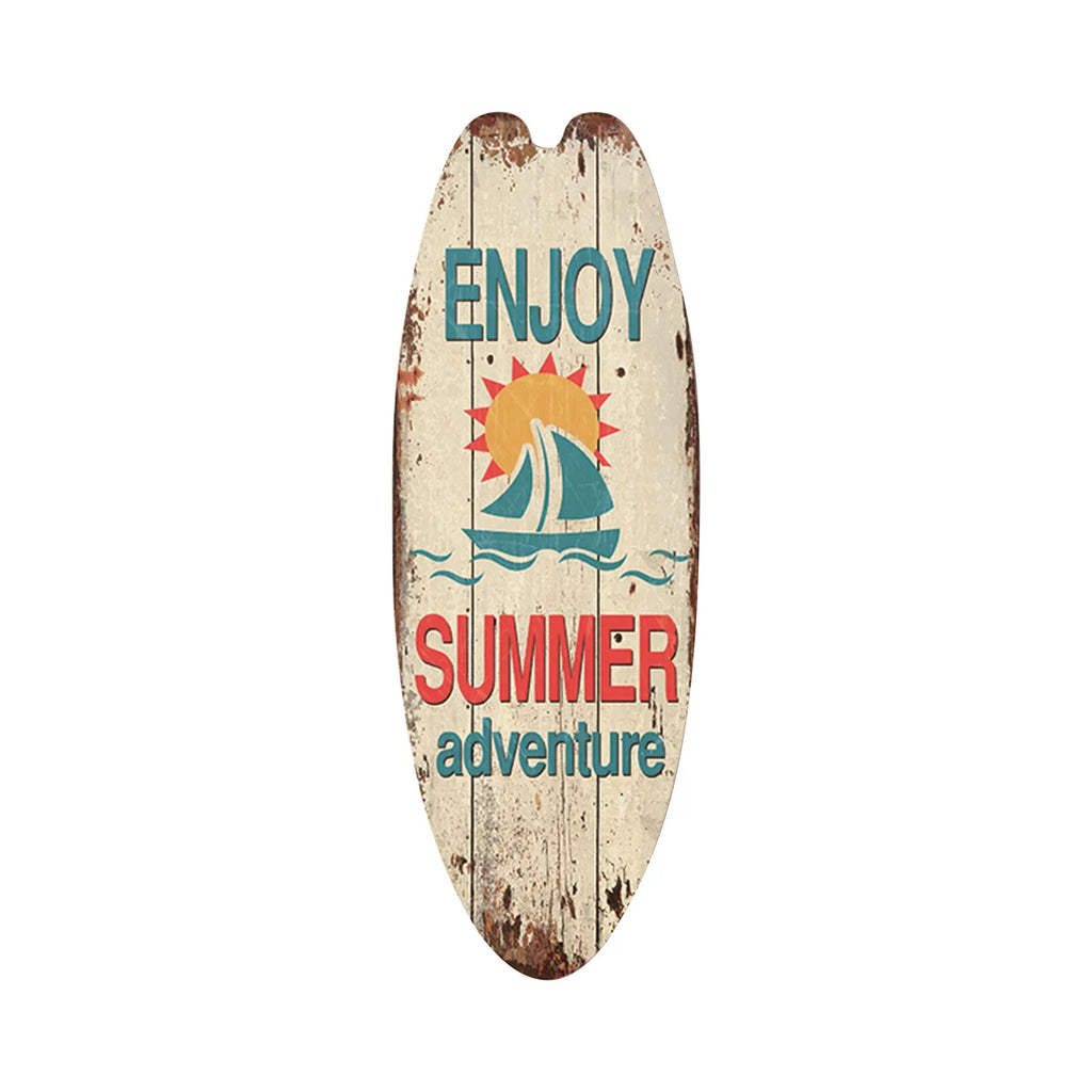 Beach Ocean Theme Surfboard Wooden Leisure Home Party Festival Hanging Decoration Bar Home Wall Retro Decor Wooden Print Sign