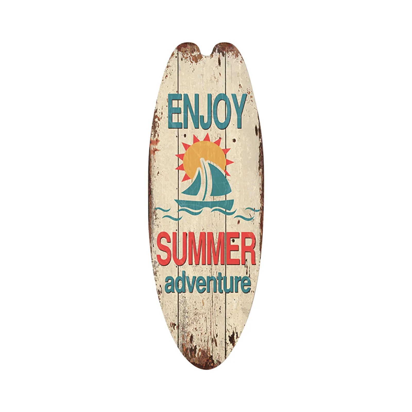 Beach Ocean Theme Surfboard Wooden Leisure Home Party Festival Hanging Decoration Bar Home Wall Retro Decor Wooden Print Sign