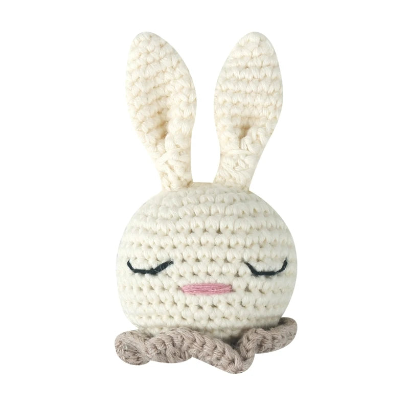 Crochet Animal Baby Pacifier Clip Accessories Handmade Knitted Bunny Teether Beads Newborn Nipple Clip Dummy Soother Holder Toy