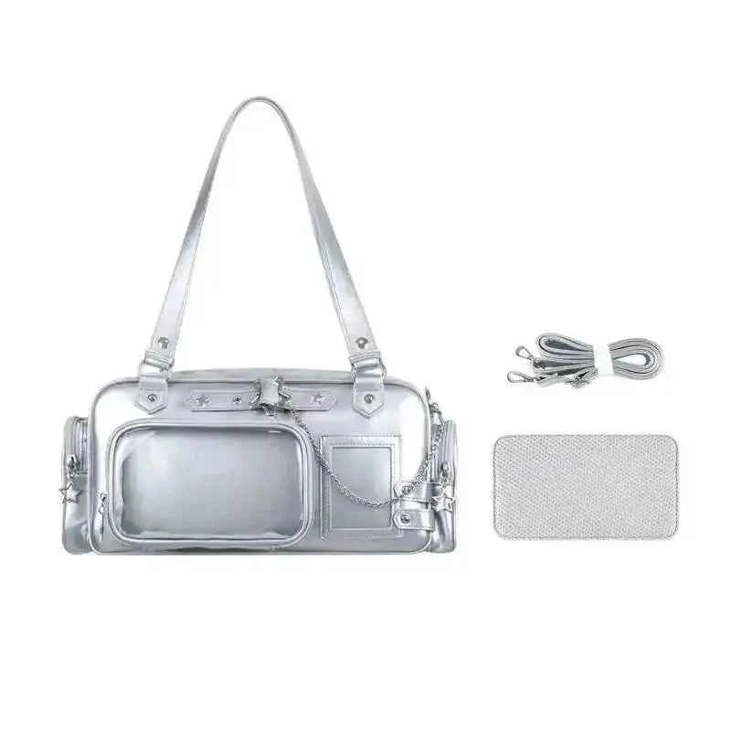 Star Chain Y2k Harajuku Shoulder Itabag Blue Lolita Girl Pain Bags Transparent Japanese Crossbody Bag New Concert Korean Handbag