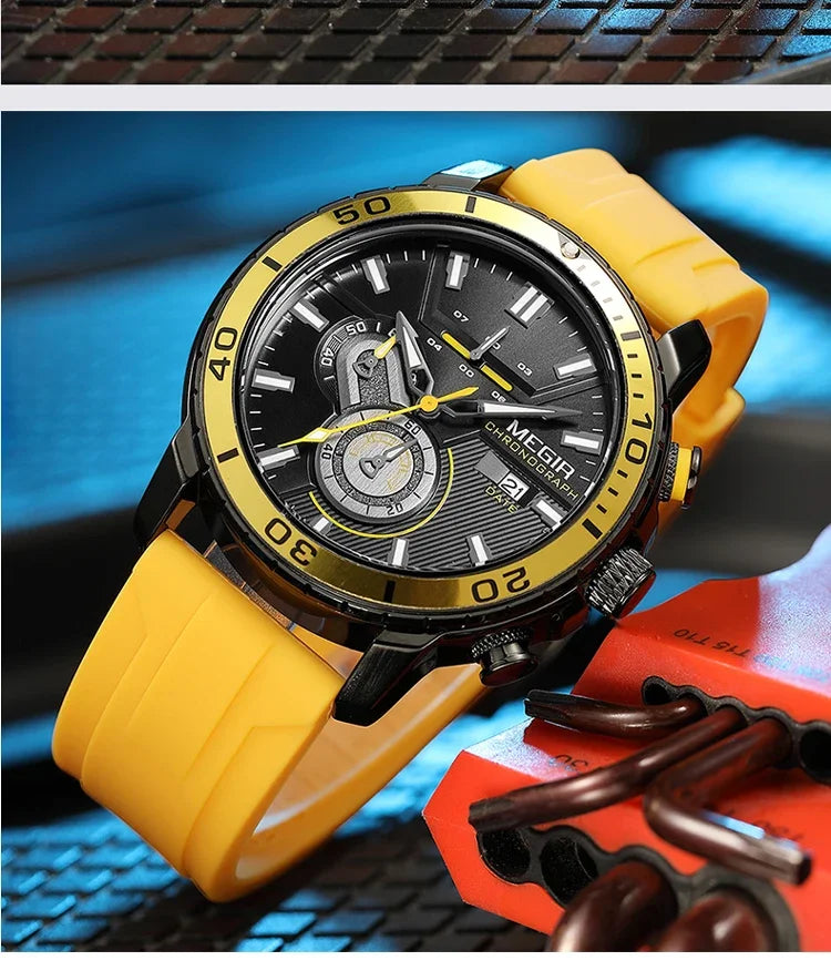 MEGIR Men Wristwatch Fashion Casual Quartz Date Watches Luxury Male Clock Chronograph Multifunctional 30M Waterproof Sport