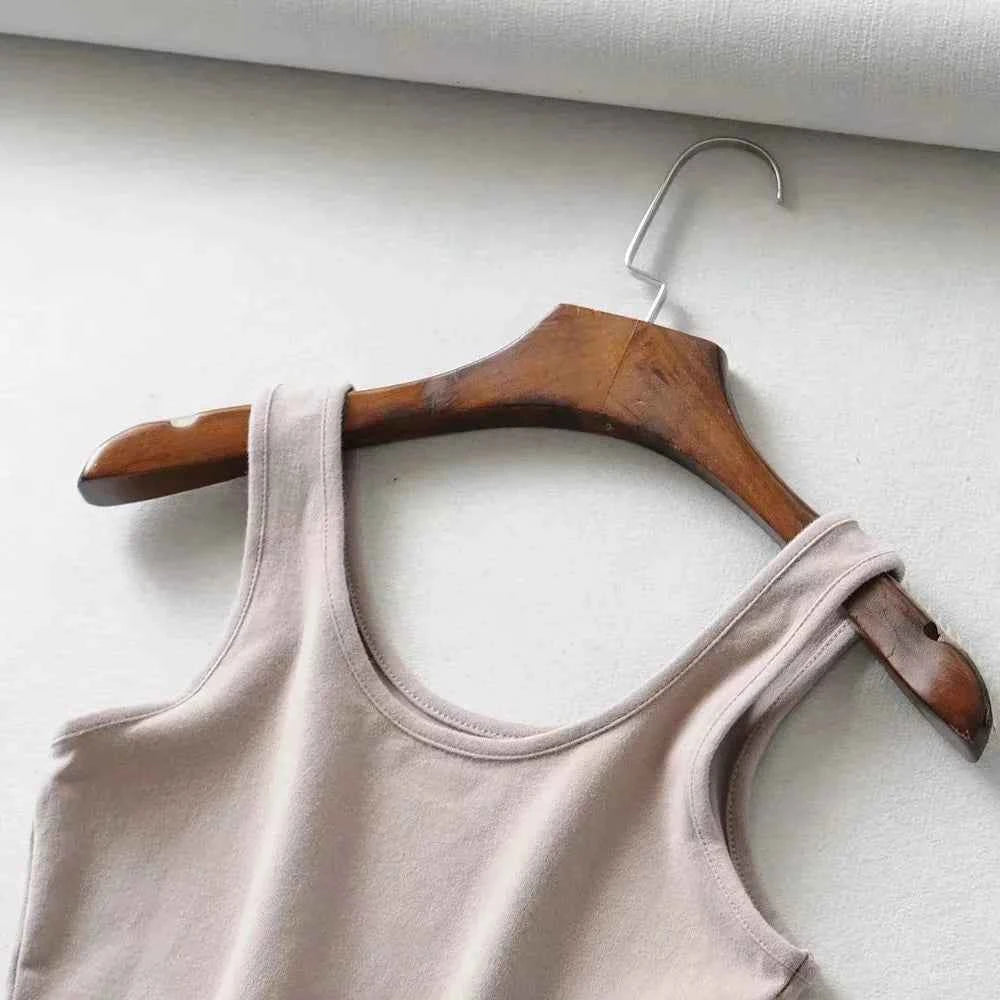 sexy women summer crop tops sleeveless short cotton u collar knitted bar