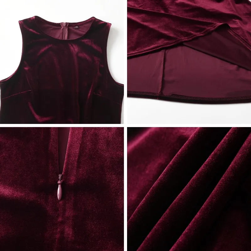 2024 AW Mail's Sister Matching Clothing Women Sleeveless Long Velvet Dress Ladys Knitted Pullover Female Top