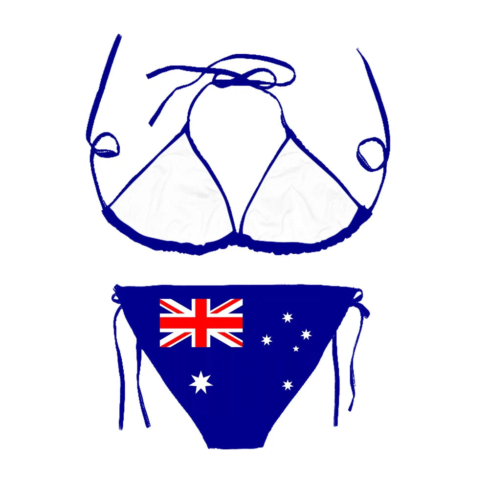 CLOOCL Australia Flag Sexy Bikini Sets Fashion 3D Print Swimsuit Beach Pool Vacation Adjustable Lacing Bikini Suits No Chest Pad
