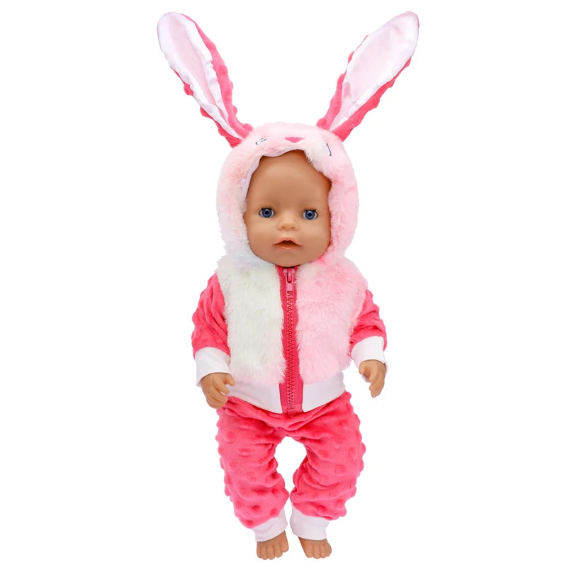 18 Inch Baby Doll Winter Clothes Set Crochet Sweater Scarf Hat Gloves New Year Apparel for 43 Cm Girl Dolls