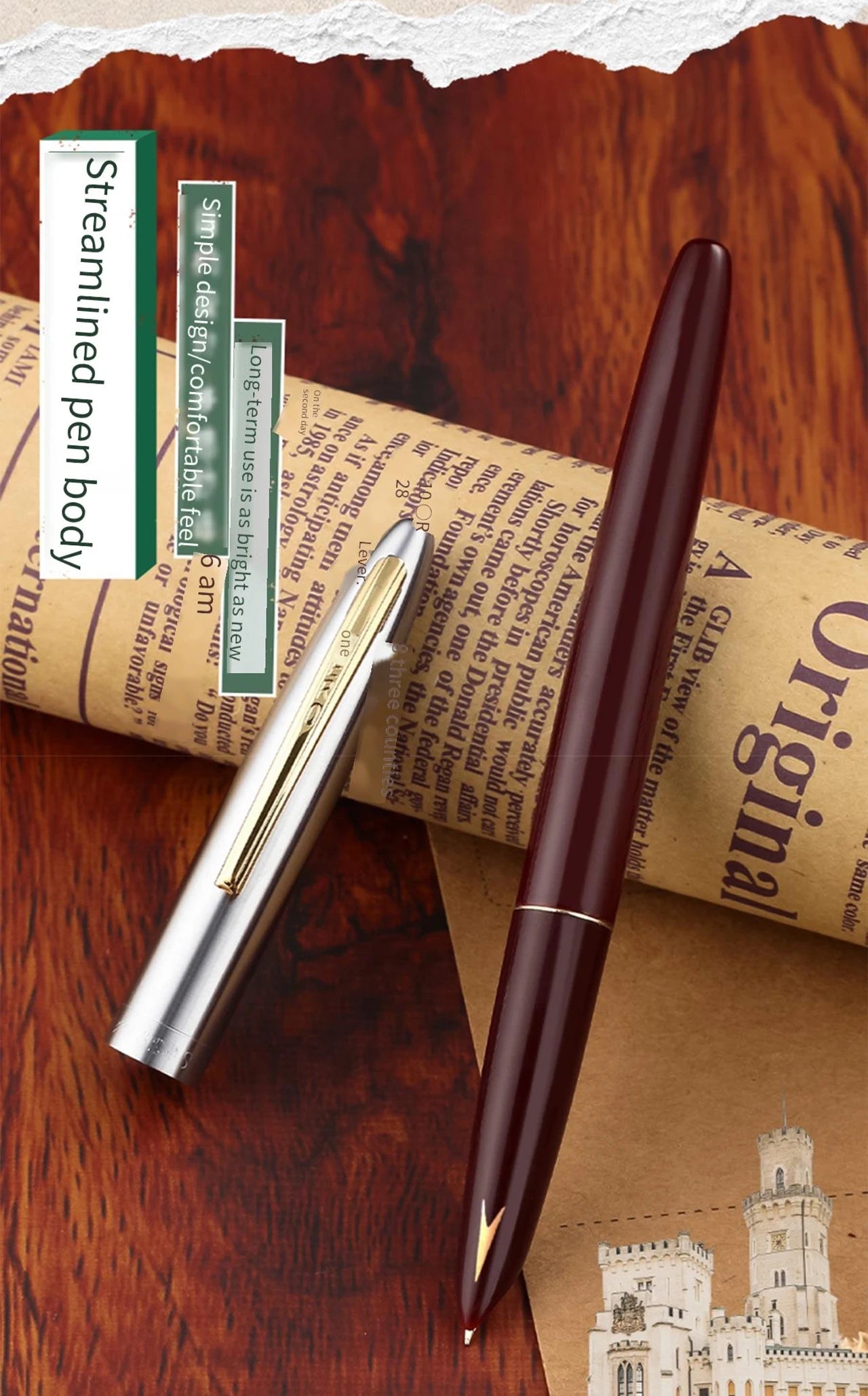 Hero 616S Classic Retro Fountain Pen Dark Tip 0.5mm Iridium Gold Nib Business Office Gift Student School Stationery Supplies