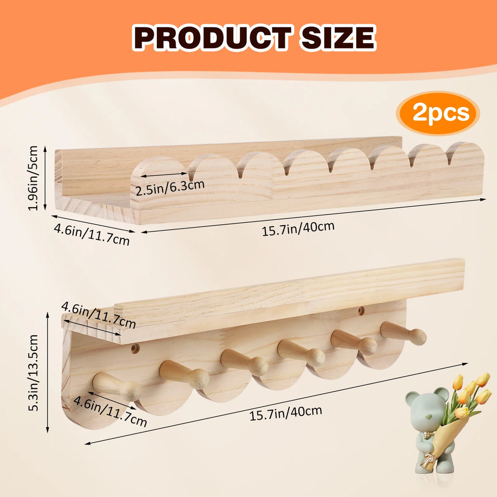 3pcs Children's Bookcases Bookshelf 40cm Wall Shelves Hanging Floating Montessori Shelf for Kid's Books Toys