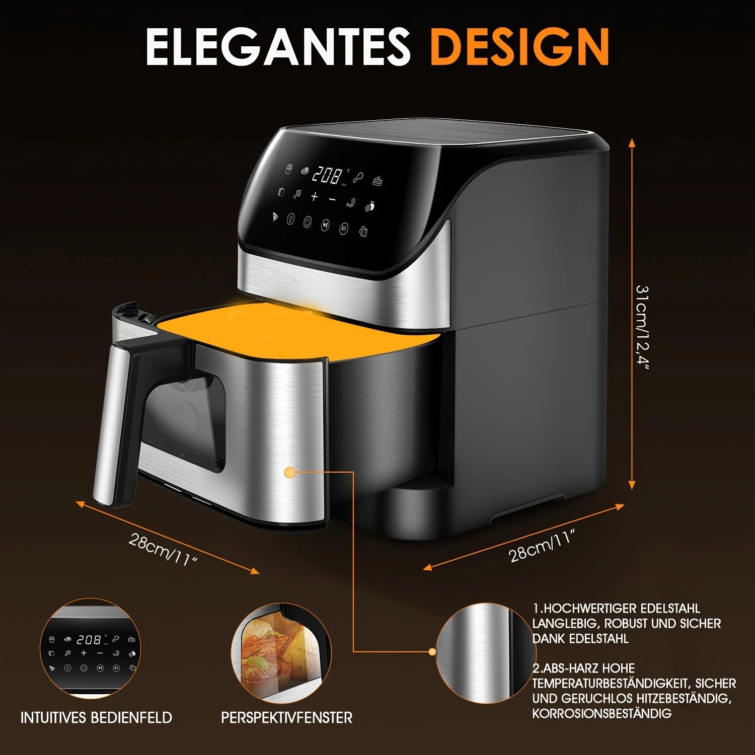 6L/10L Air Fryer, Healthy Cooker with Visual Cooking Window, Non-Stick Basket, 60-Minute Timer, Dishwasher Safe.