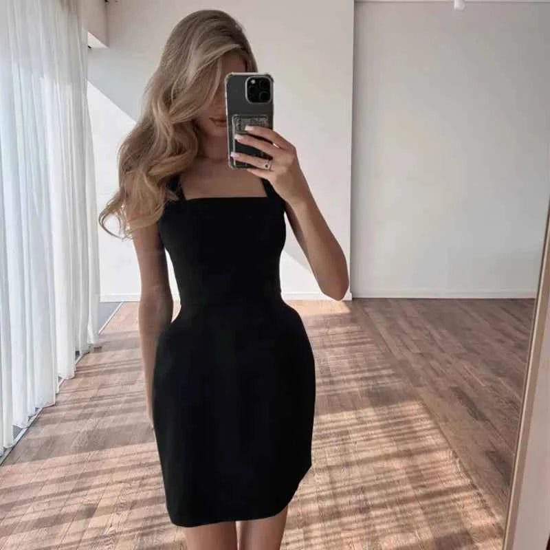 Cinching Waist Solid Mini Dresses Women Elegant Cap Sleeves Slim Fit Short A Line Dress 2025 New Summer Vacation Party Gowns