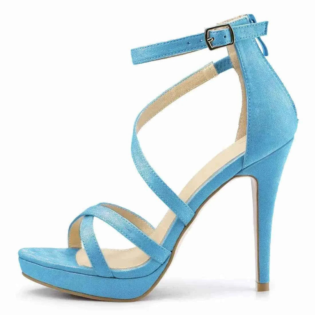 2026 Women Sandals 110mm Velvet Open Toe Ankle Strap Stiletto Strappy High Heels Platform Sandals Party Wedding Dress Sexy Shoes