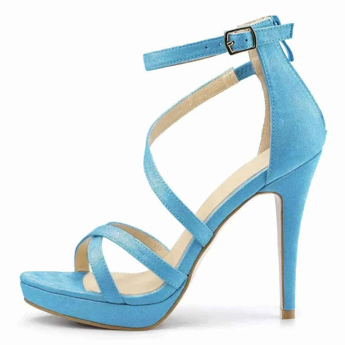 2026 Women Sandals 110mm Velvet Open Toe Ankle Strap Stiletto Strappy High Heels Platform Sandals Party Wedding Dress Sexy Shoes