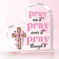 Inspirational Pink Room Decor, Pink Bow Dorm Room Decor for Women, Pray Over It Bible Verse Wall Art Christian Gifts for Women