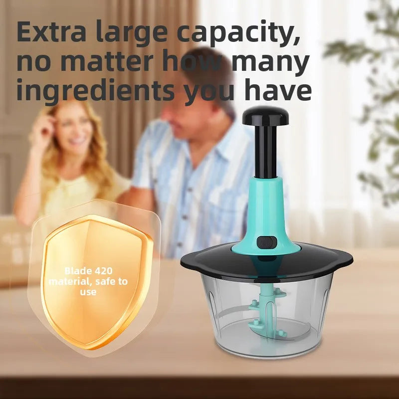 Handheld Vegetable Chopper Multifunction Kitchen Tool for Garlic Ginger Mincing Dicing Slicing with Large Capacity Container