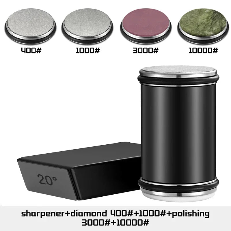 Rolling Knife Sharpener For Straight Edge Knife Sharpener Kit With 15/20° Degree Magnetic Angle For Kitchen Knives Whetstone Set