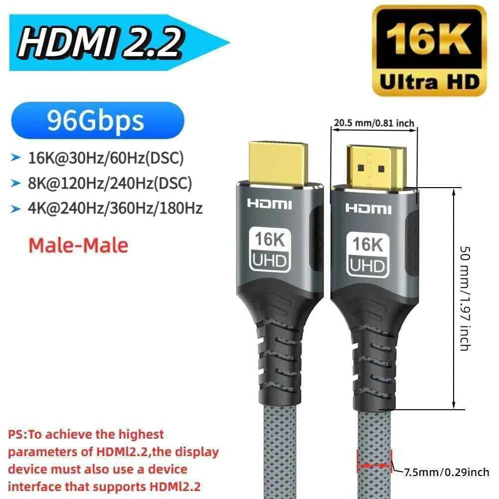 HDMI Cable 8K@60Hz 4k@120Hz HDMI-compatible Cable 18Gbps High Speed2.0 Braided Cord for TV PC Laptop TV box PS5 1M 2M 3M