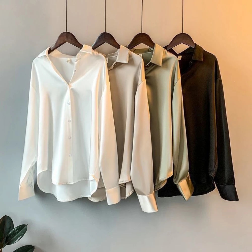 2025Spring Shirt And Blouses New Sweater Cardigans Woman Top Knitted Korean Long Sleeve Lapel Button Elegance Sweet Casual Coats