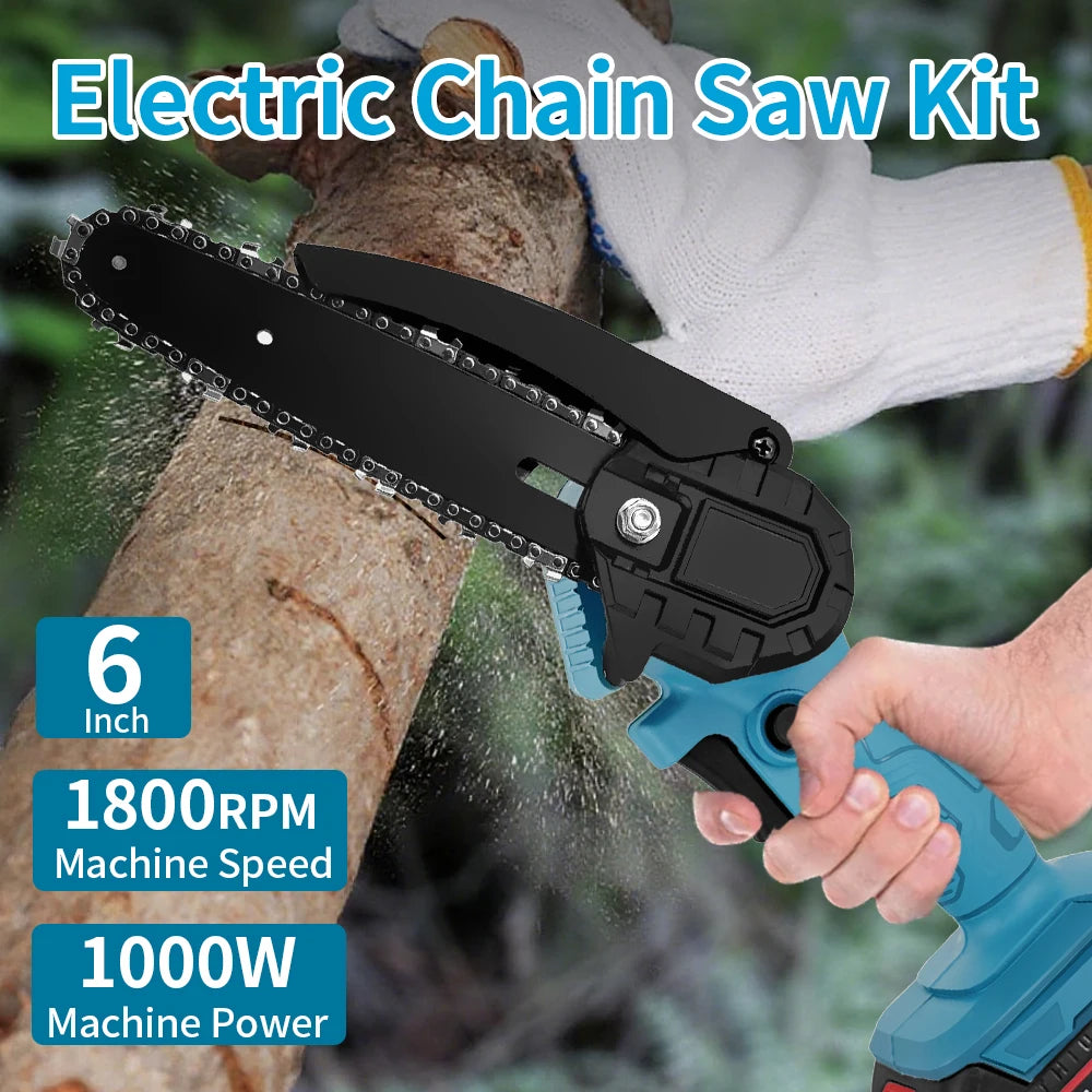 4/6 Inch Cordless Mini Chainsaw Rechargeable Woodworking Garden Pruning Saw Wood Cutter Saws Power Tools for Makita 18V Battery