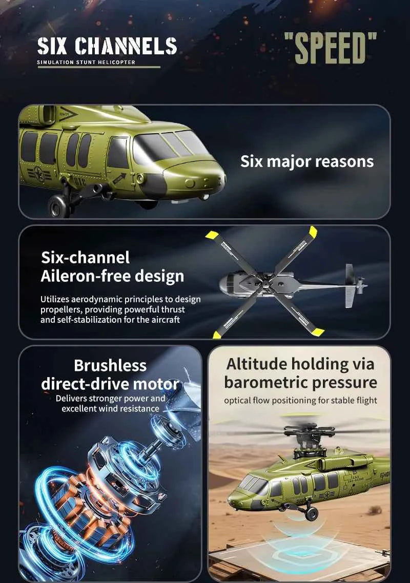 JJRC U9901 RC Helicopter 6CH Brushless Inverted Flight Stunt Remote-Control Helicopter with 6axis Gyro Airplane Model Toy Gift