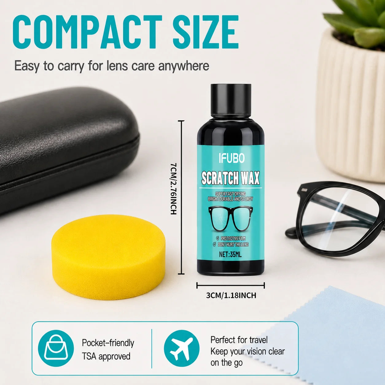 Eyeglass Scratch Repair CreamEyeglass Lens and Frame Scratch Polish, Lens Scratch Polishing, Buffing, Suitable for Minor Scratch