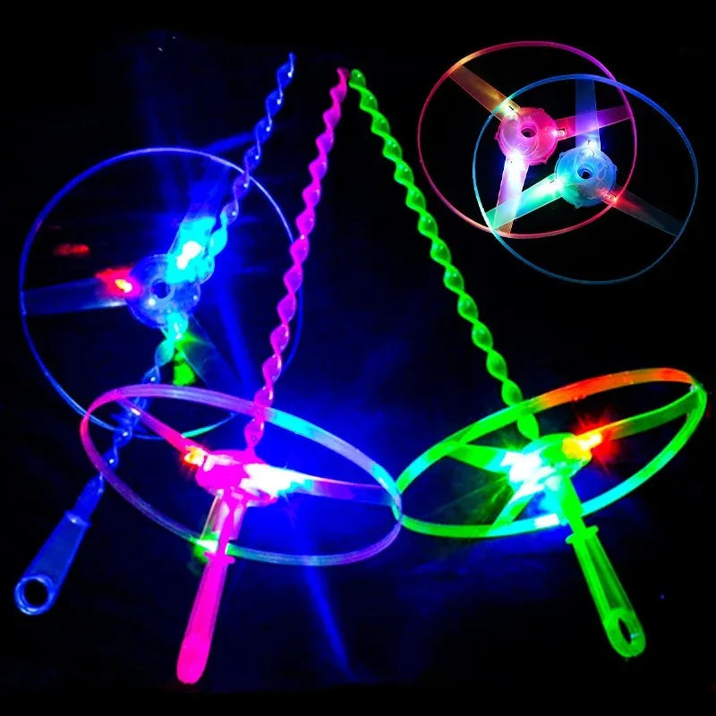 LED Luminous Bamboo Dragonfly Flying Saucers Outdoor Night Shooting Helicopters Flying Toys Kids Birthday Party Props Toy