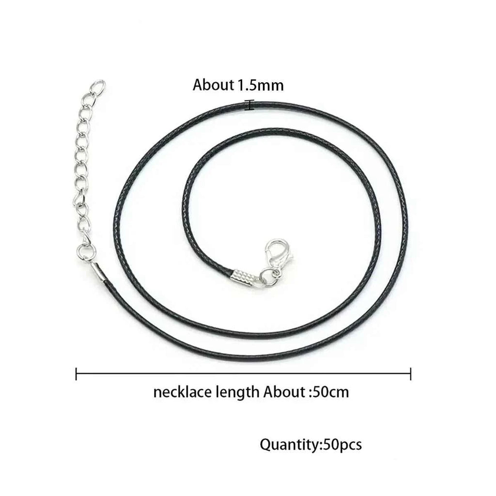 50-100Pcs Leather Necklace Chains Bracelet Cord Clasps for Pendants, Bulk Waxed Rope Necklace String, Jewelry Making Supplies