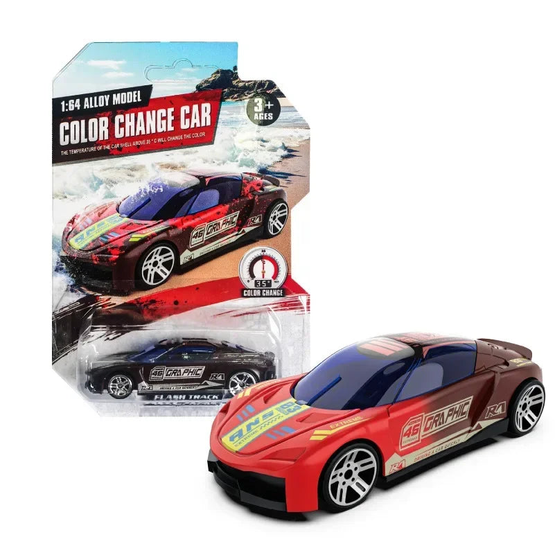 1:64 Temperature Sensitive Color Changing Magic Car Inertia Pull Back Alloy Racing Cars Crash-Resistant Toys Boy Birthday Gift