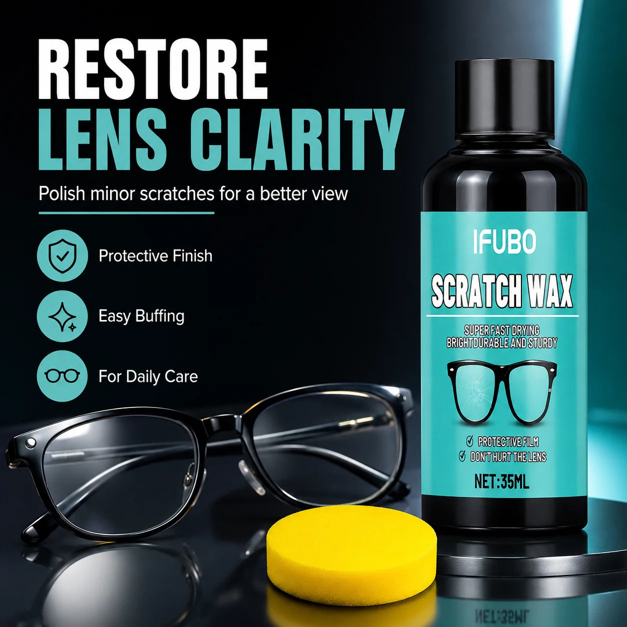 Eyeglass Scratch Repair CreamEyeglass Lens and Frame Scratch Polish, Lens Scratch Polishing, Buffing, Suitable for Minor Scratch