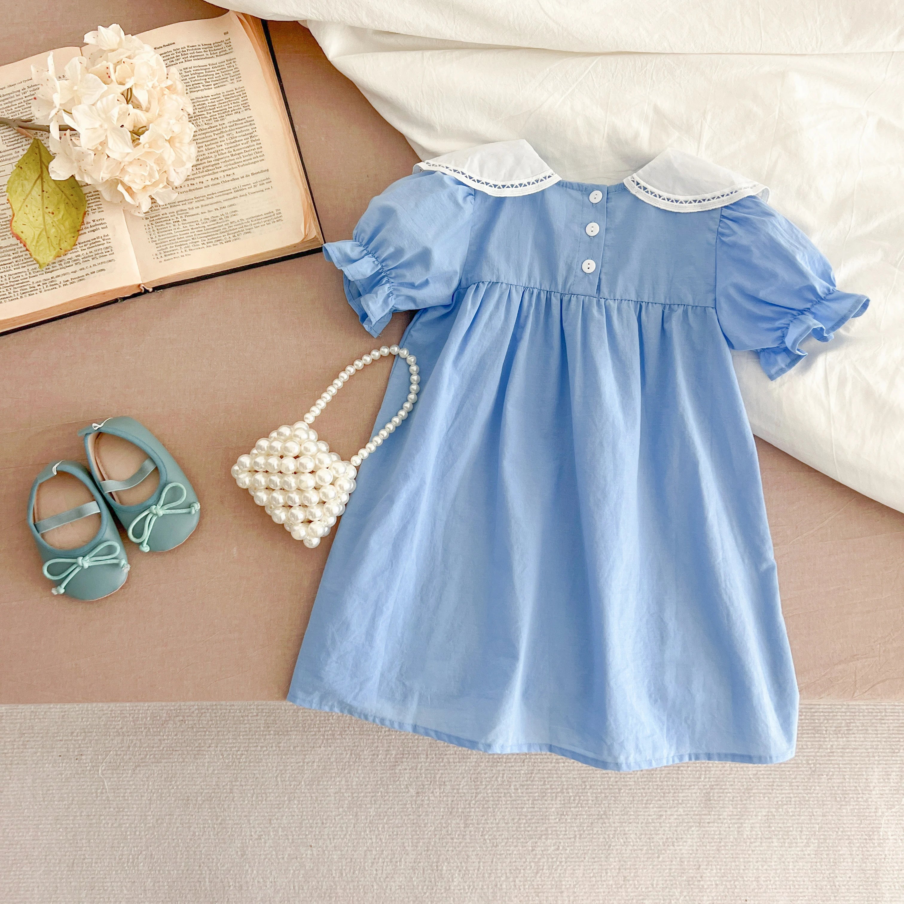 Baby Summer Dress 2-6Yrs Baby Girls Clothes Petal Collar Cotton New Toddler Girl Dresses Kids Girls Casual Soft Dress Princess