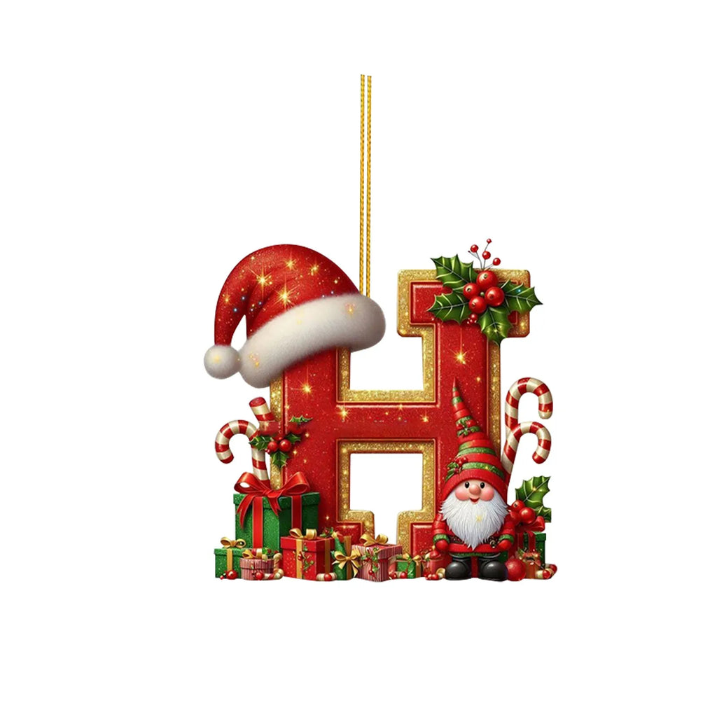 2D Home Decorations Ornaments 26 Letter Pendant For Christmas Tree Decor Christmas Ornaments Acrylic Flat Christmas Tree