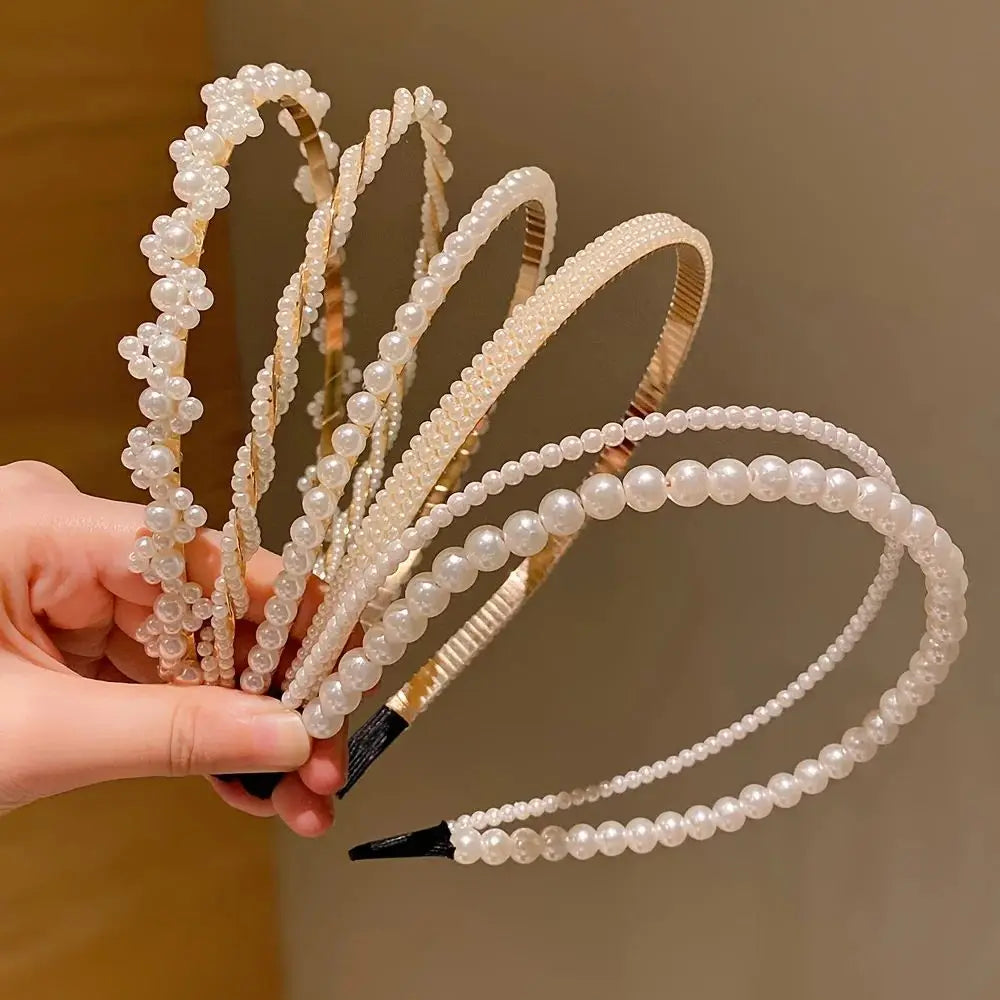 5 Pieces of Girls' Princess Hair Accessories, Children's Imitation Pearl Hairbands, Birthday Hairpins, Baby Flower Girl Headband