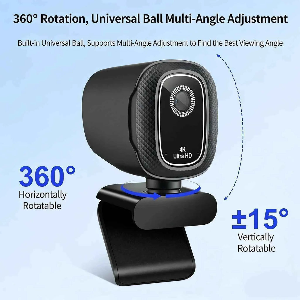 Webcam 4k Streaming Web Camera 1080p 30fps Usb Camera Free Screen Rotation With Dual Ai Noise-cancelling Mic For Tiktok/youtube