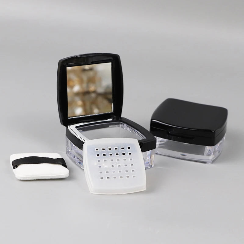 Powder Box Empty Portable Mini 5g Sieve Loose Powder Pot Square Box with Powder Puff Travel Makeup Jar Sifter Cosmetic Container