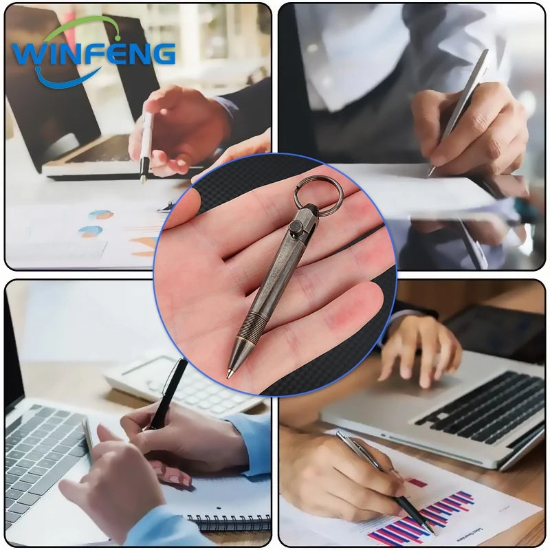 Mini Brass Bolt Action Tactical Pen Keychain Business Signature Ballpoint Pen for Self Defense School Student Office Stationery