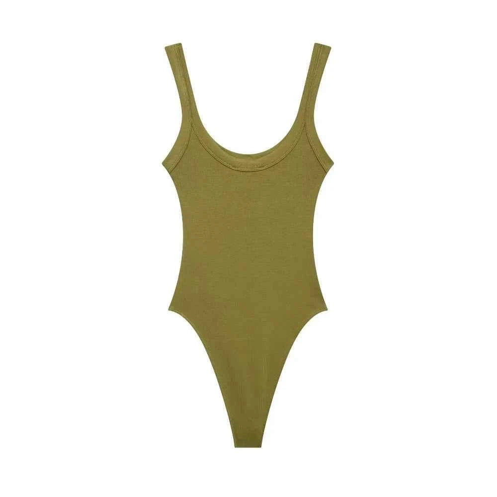 Skinny Ribbed Bodysuits for Women, O Neck, Straps, Snap-Button, Female Playsuits, Sexy Fashion